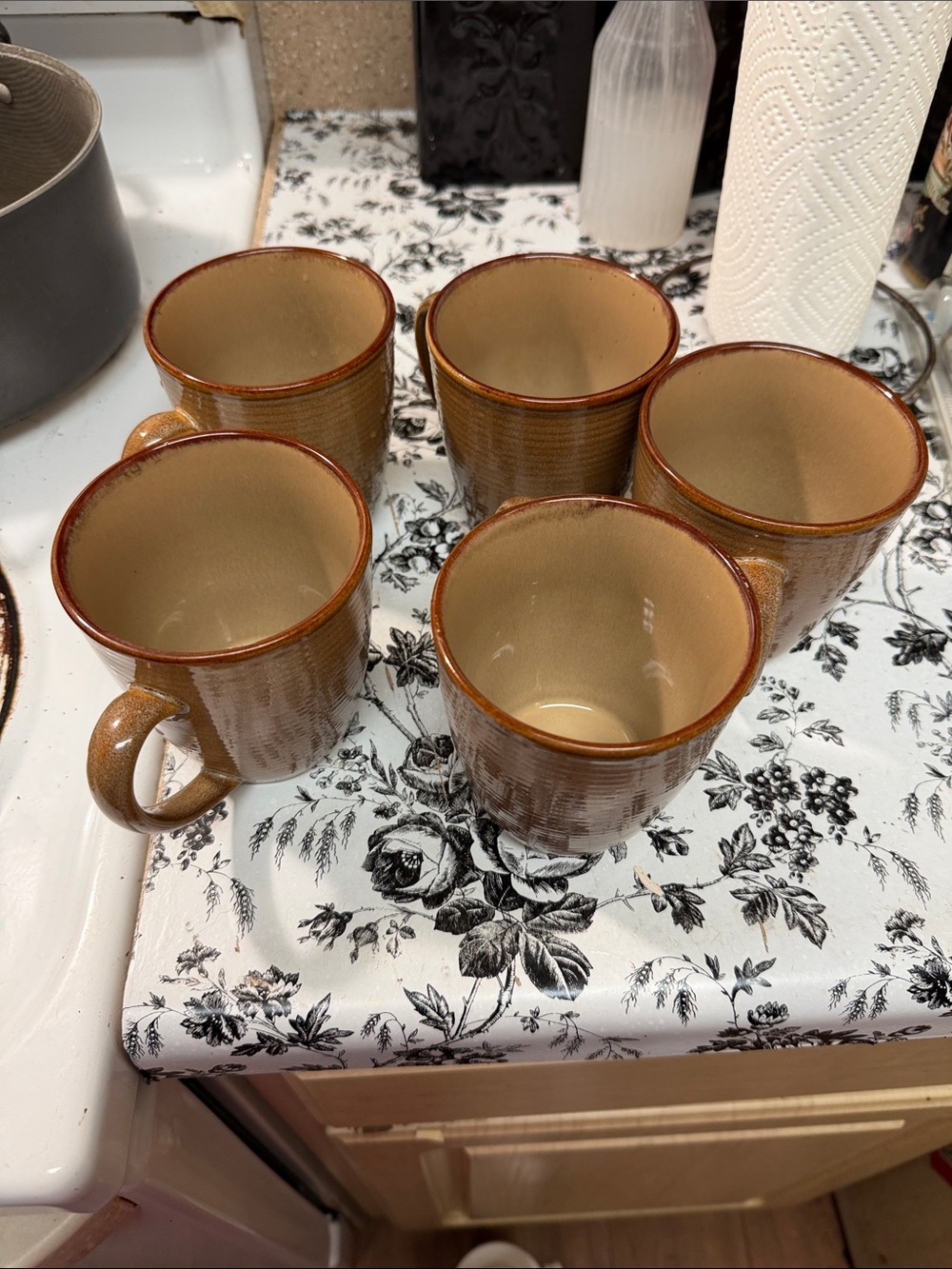 💥NI💥 5 Brown Ceramic Coffee Mugs - Sango Kitchen Mugs